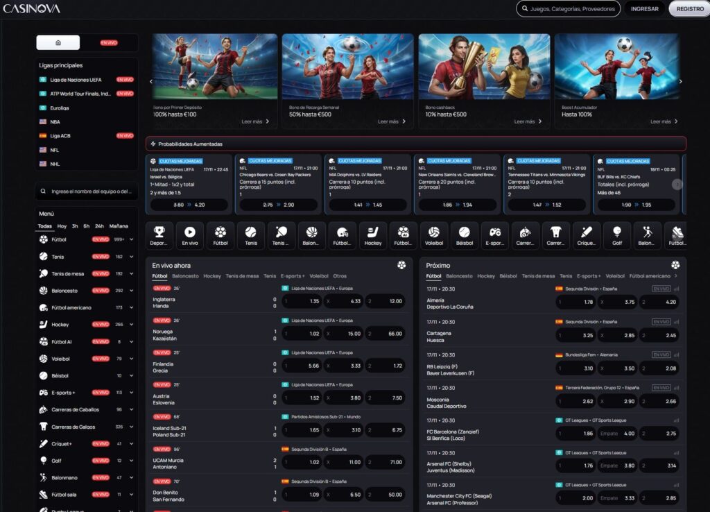 Casinova Sección de Apuestas