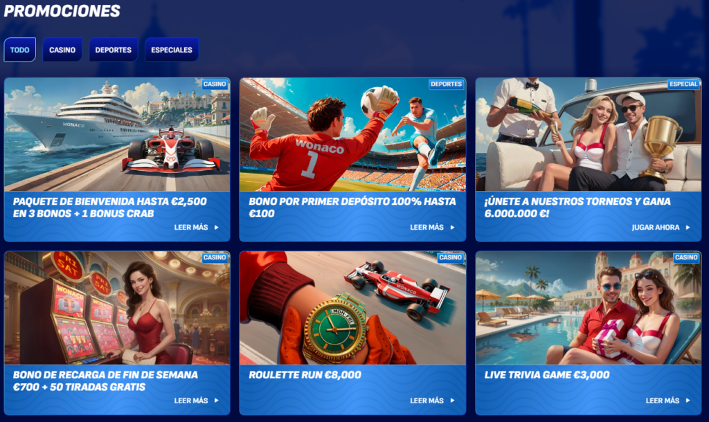 Wonaco Casino Bonos y Promociones