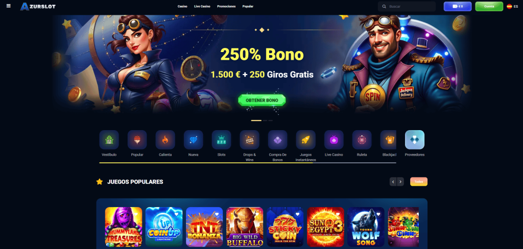 Azurslot Casino homepage