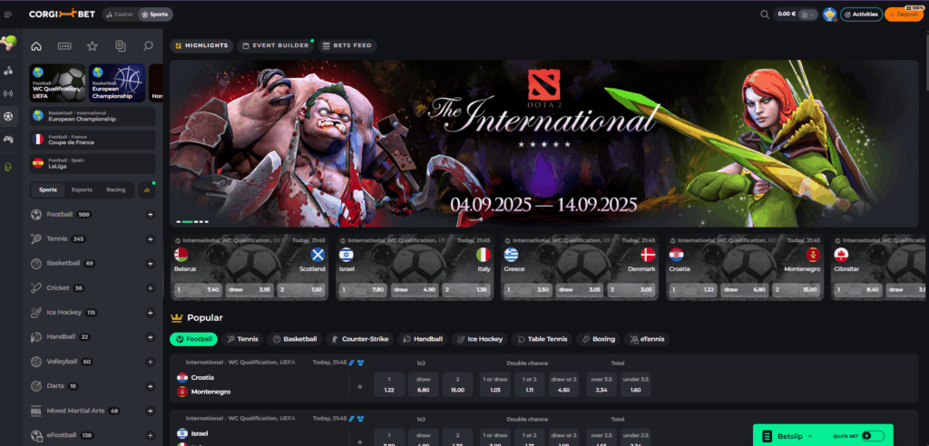 Corgibet Sportsbook Overview