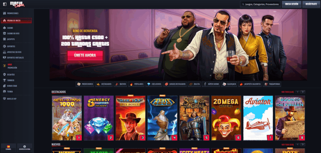 Mafia Casino homepage
