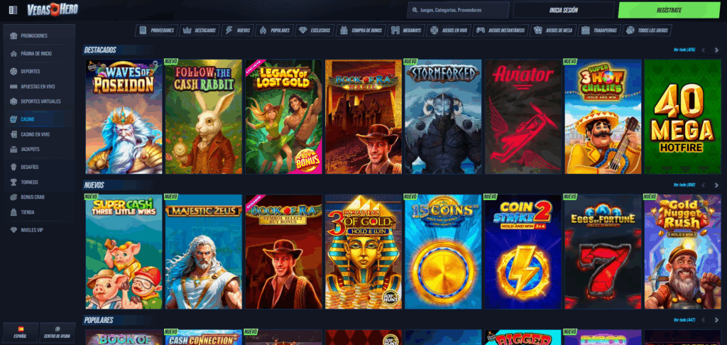 VegasHero Casino homepage