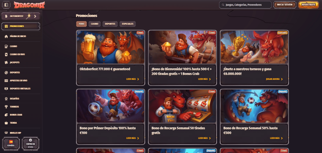 Bonos y Promociones en Dragonia