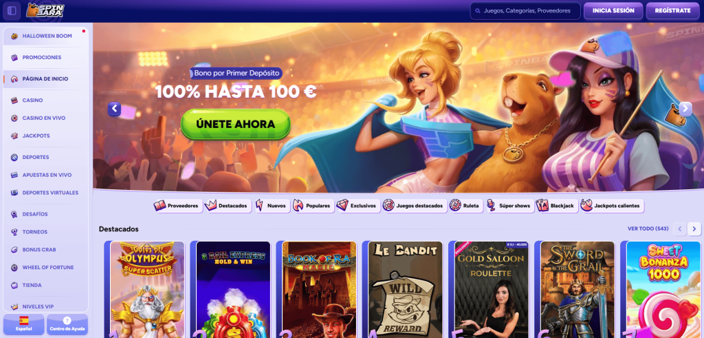 Spinbara Casino homepage